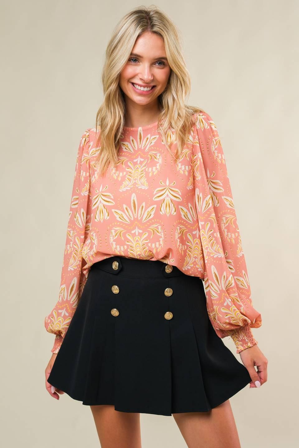 Get the Look Woven Top in coral, view 1 — Soul Flow Apparel