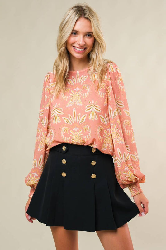 Get the Look Woven Top in coral, view 1 — Soul Flow Apparel