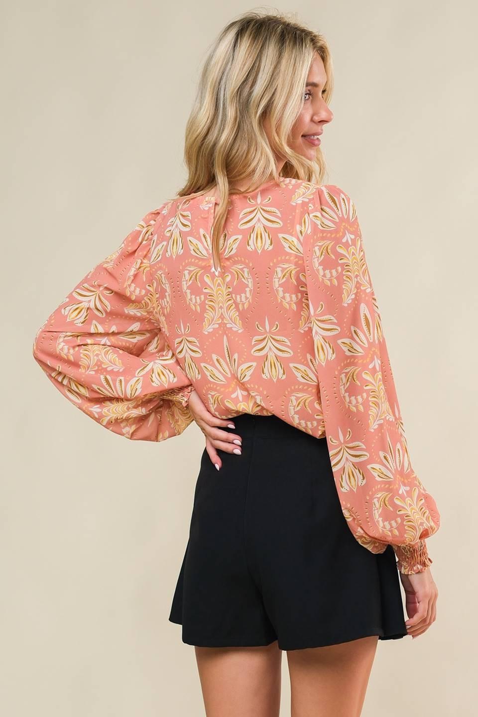Get the Look Woven Top in coral, view 2 — Soul Flow Apparel