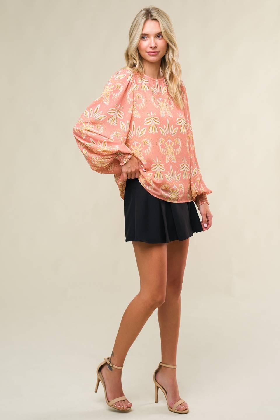 Get the Look Woven Top in coral, view 3 — Soul Flow Apparel