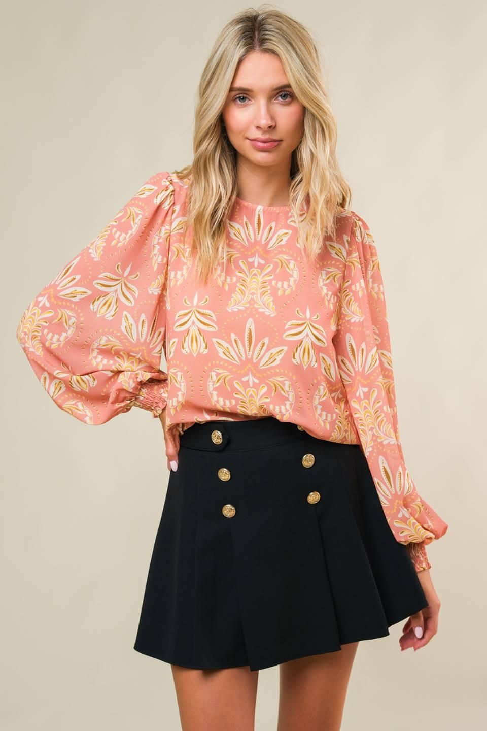 Get the Look Woven Top in coral, view 4 — Soul Flow Apparel