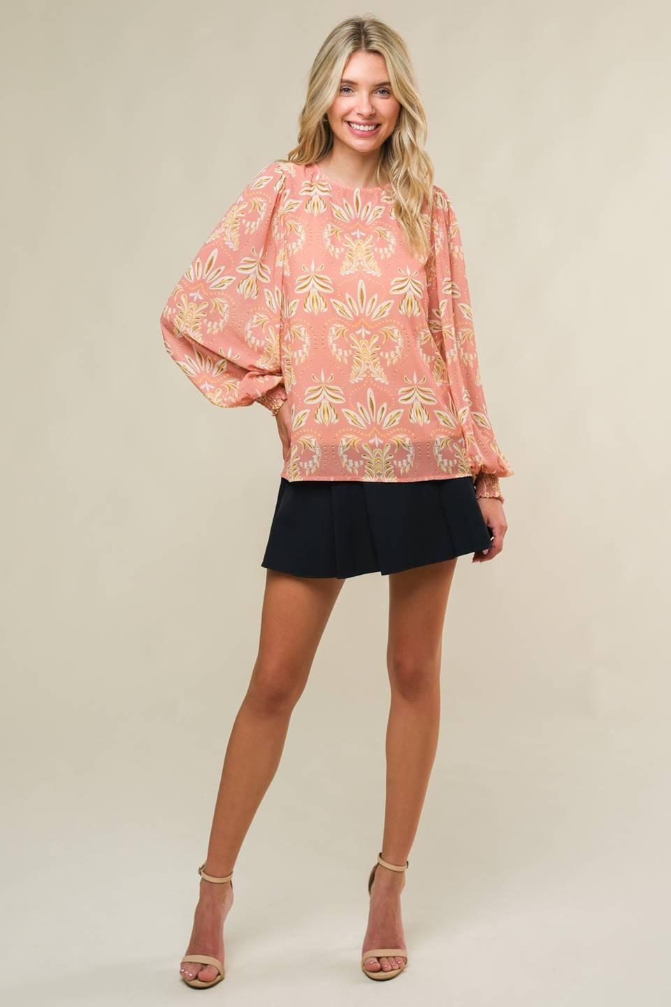 Get the Look Woven Top in coral, view 5 — Soul Flow Apparel