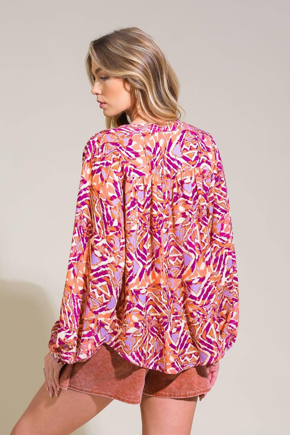 Urban Elegance Woven Top in lavender, view 2 — Soul Flow Apparel