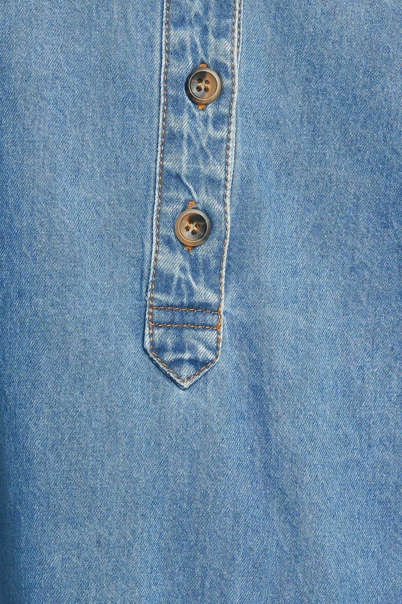 Closer to You Denim Top in medium indigo, fabric swatch — Soul Flow Apparel