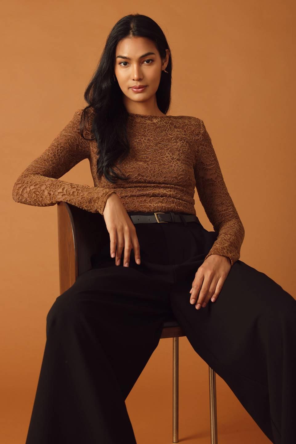 Never Enough Woven Lace Bodysuit in brown, view 5 — Soul Flow Apparel