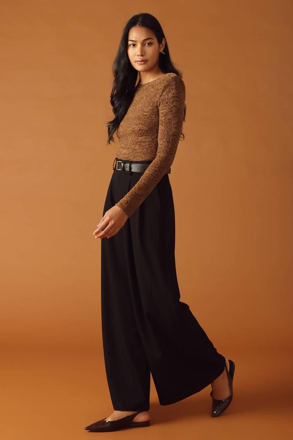 Never Enough Woven Lace Bodysuit in brown, view 6 — Soul Flow Apparel