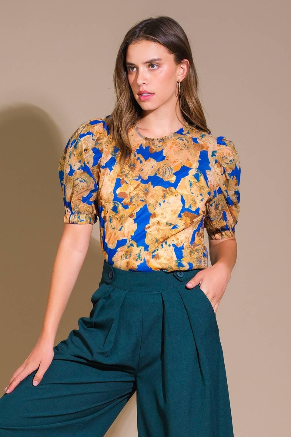 Sweetest Harmonies Woven Top in blue, view 1 — Soul Flow Apparel