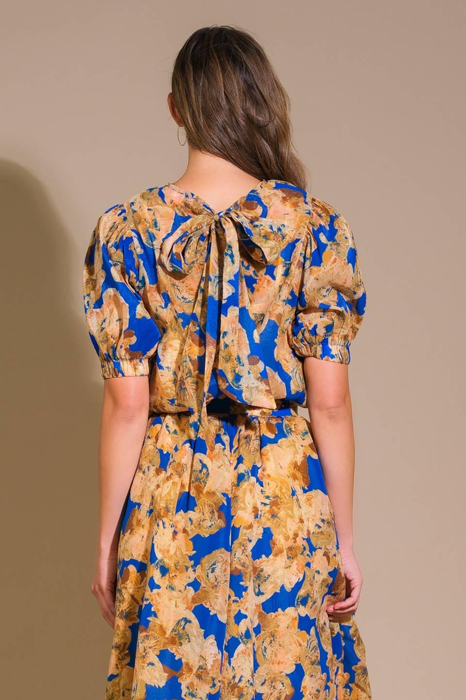 Sweetest Harmonies Woven Top in blue, view 2 — Soul Flow Apparel