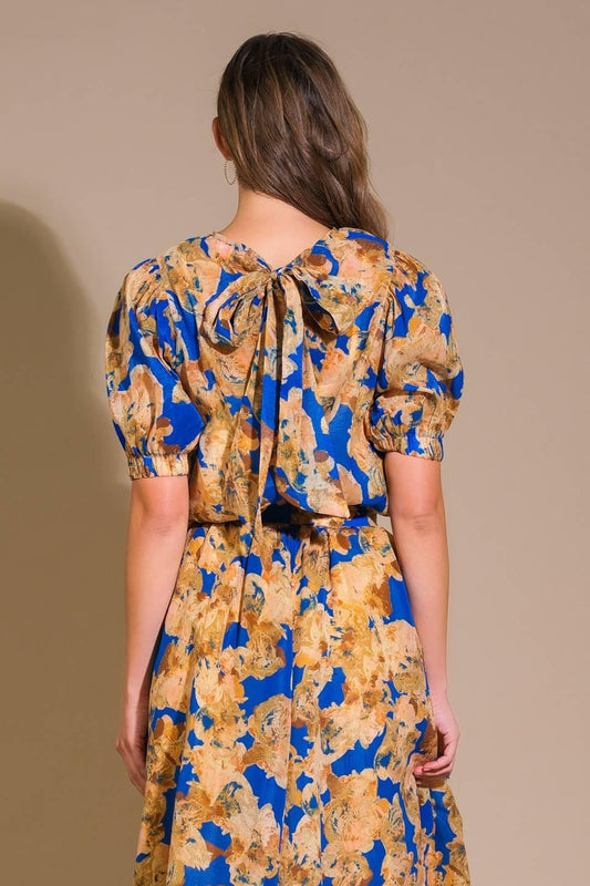 Sweetest Harmonies Woven Top in blue, view 2 — Soul Flow Apparel