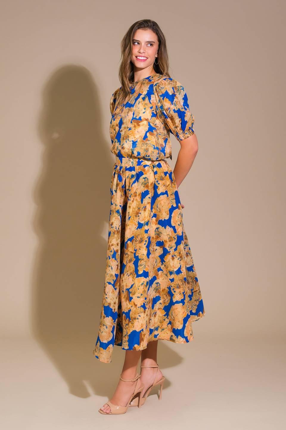Sweetest Harmonies Woven Top in blue, view 3 — Soul Flow Apparel