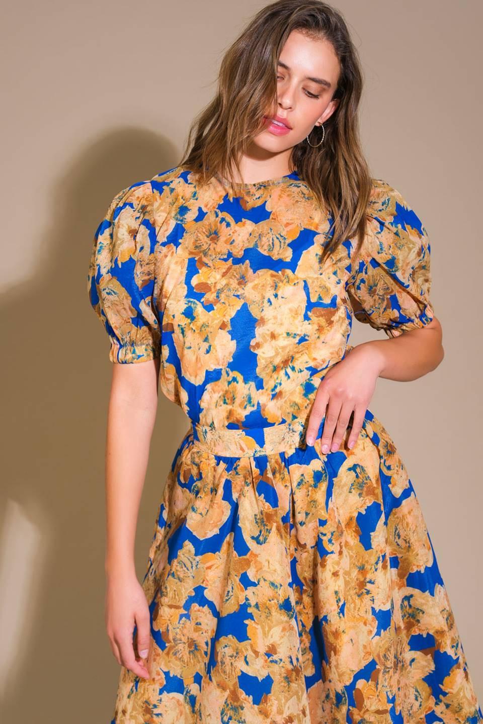 Sweetest Harmonies Woven Top in blue, view 4 — Soul Flow Apparel