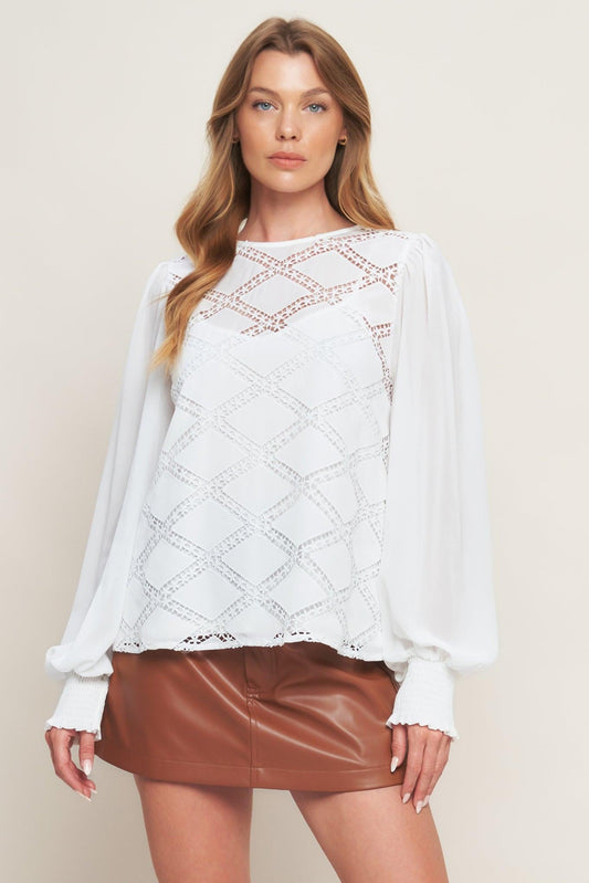 Weekend Wanderer Woven Top in white, view 1 — Soul Flow Apparel