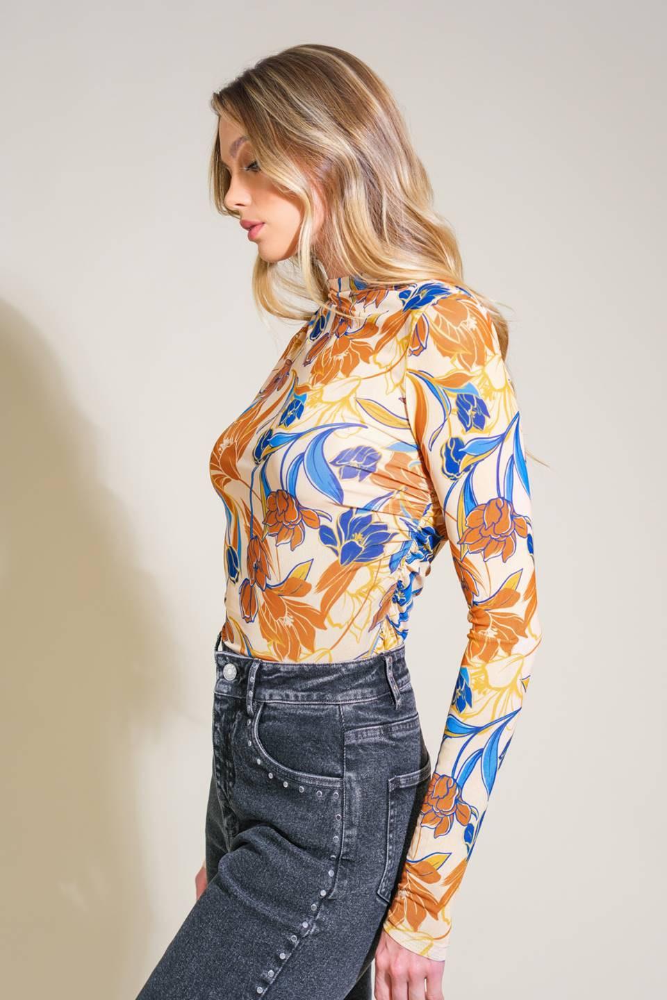 Mermaid Cove Mesh Top in taupe blue, view 4 — Soul Flow Apparel