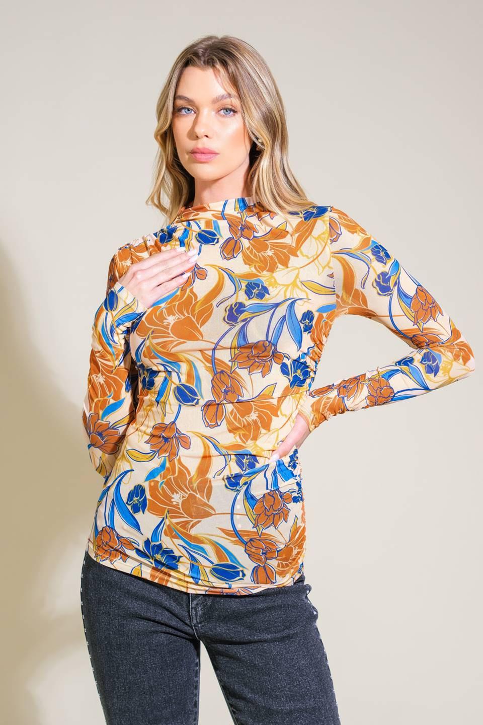 Mermaid Cove Mesh Top in taupe blue, view 7 — Soul Flow Apparel
