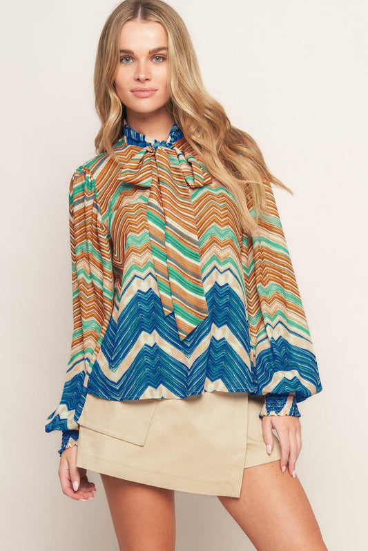 Picking Daisies Woven Top in turquoise blue, view 4 — Soul Flow Apparel