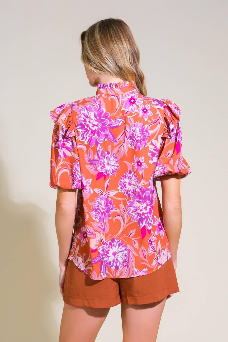 Memories in Focus Woven Top in rust, view 2 — Soul Flow Apparel