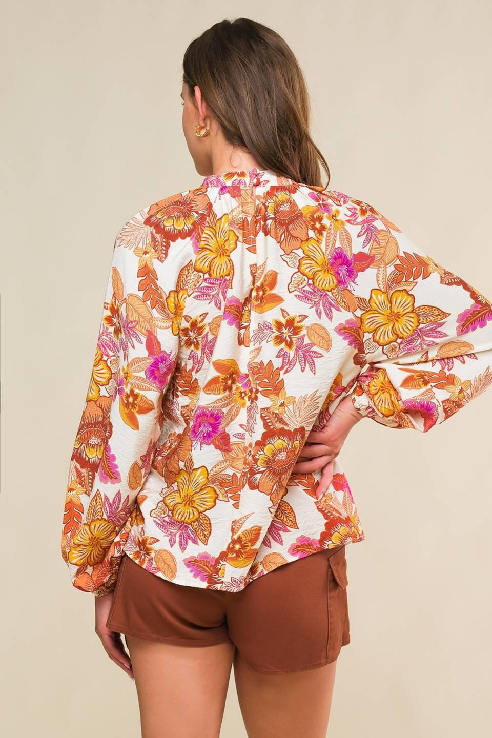 Romantically Entangled Woven Top in ivory rust, view 6 — Soul Flow Apparel