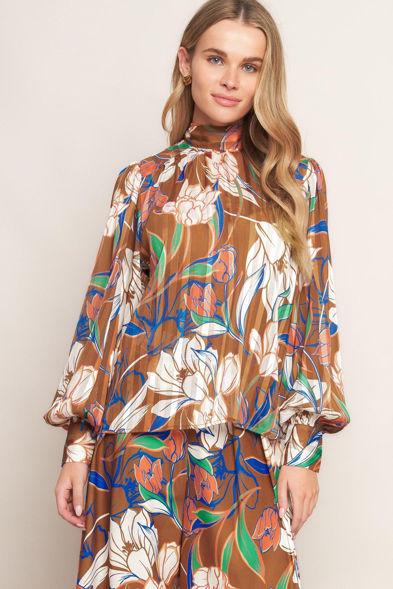 Forever Be Woven Top in brown, view 6 — Soul Flow Apparel