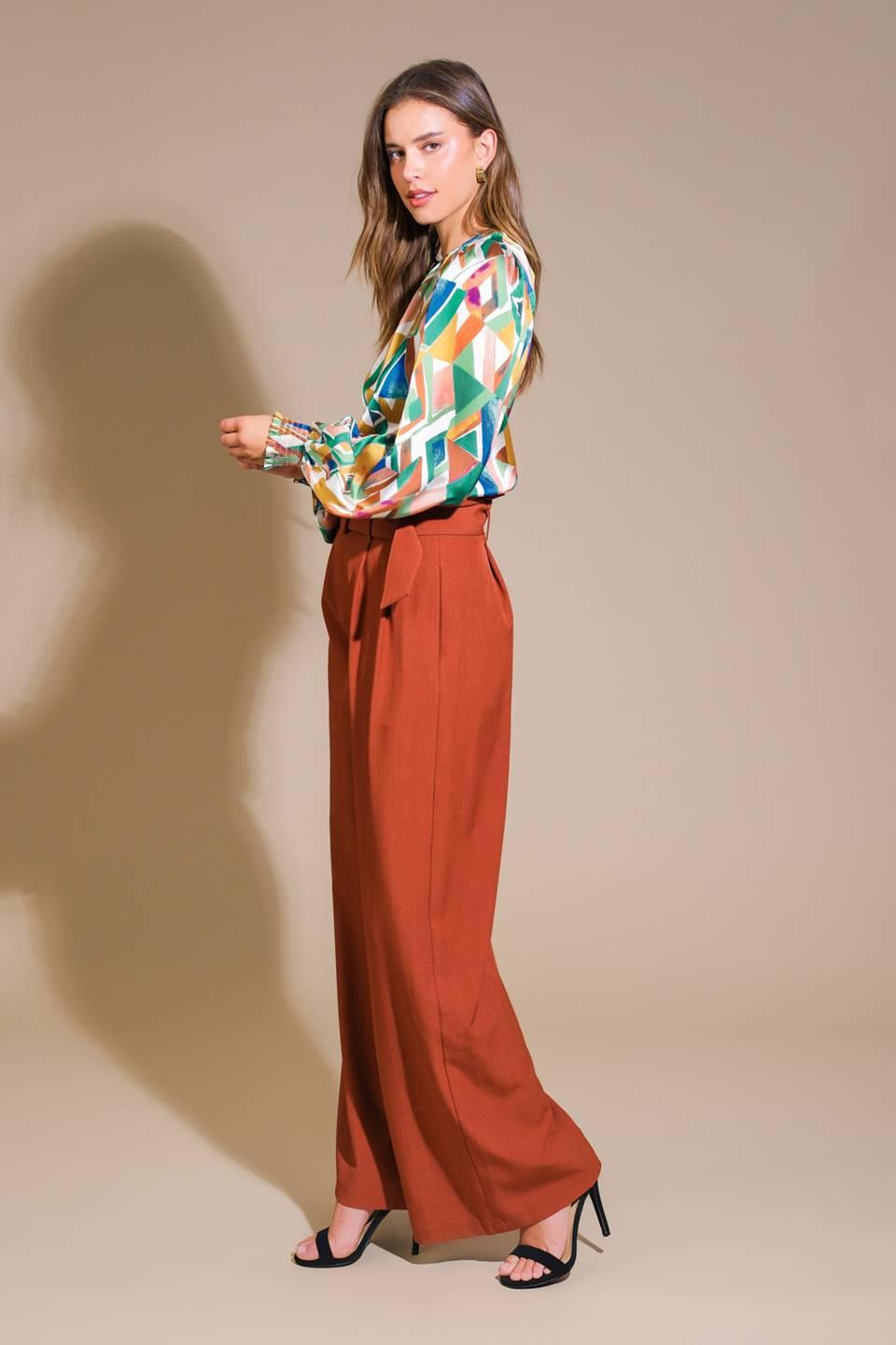 Radiant Poise Woven Top in sage mustard, view 3 — Soul Flow Apparel