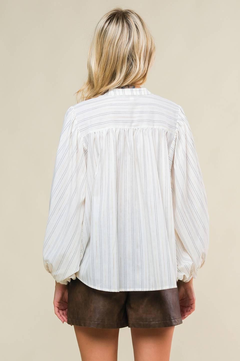 Clean Aesthetic Woven Top in ivory, view 2 — Soul Flow Apparel