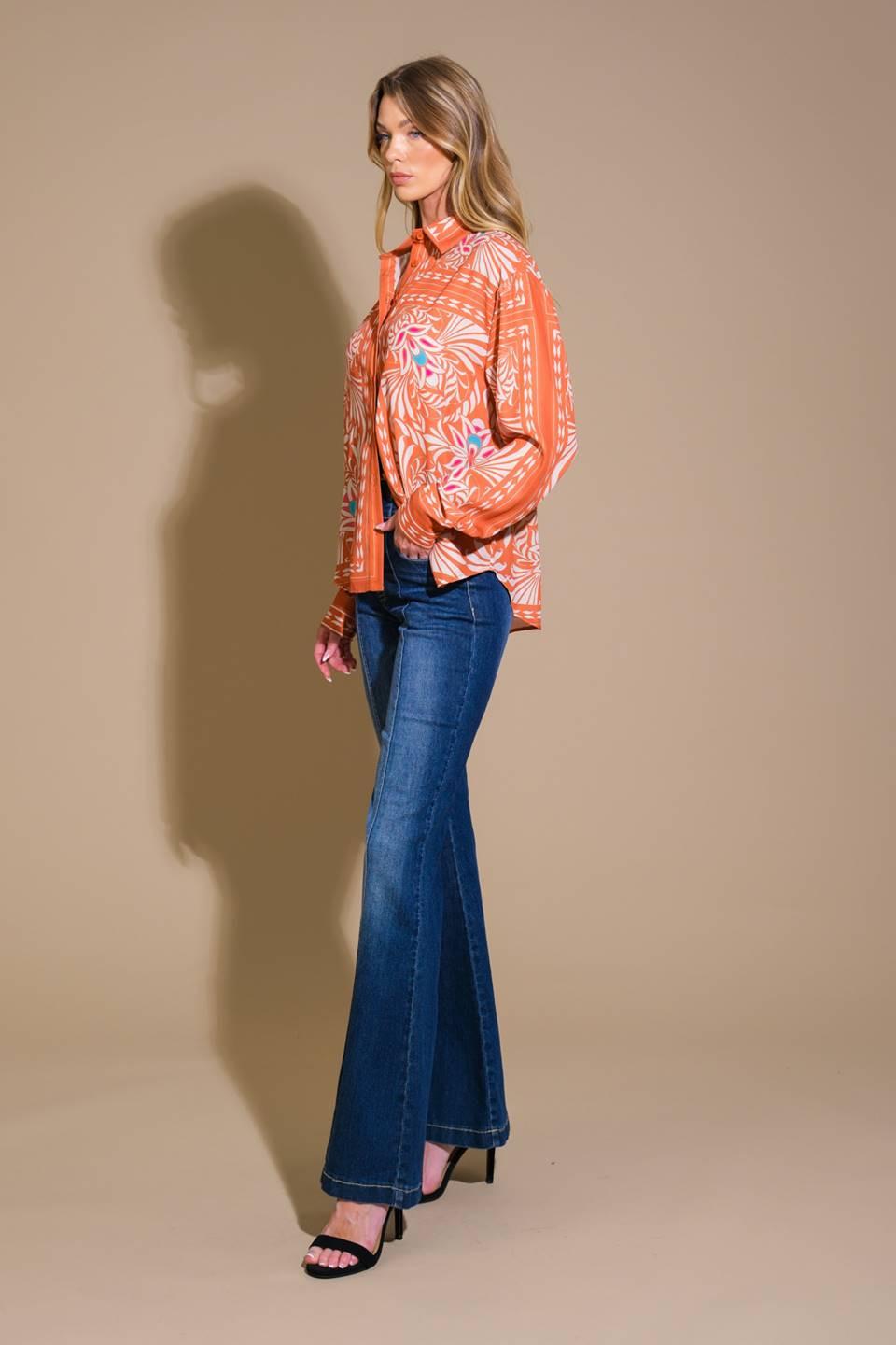 You Never Can Tell Woven Top in rust, view 3 — Soul Flow Apparel
