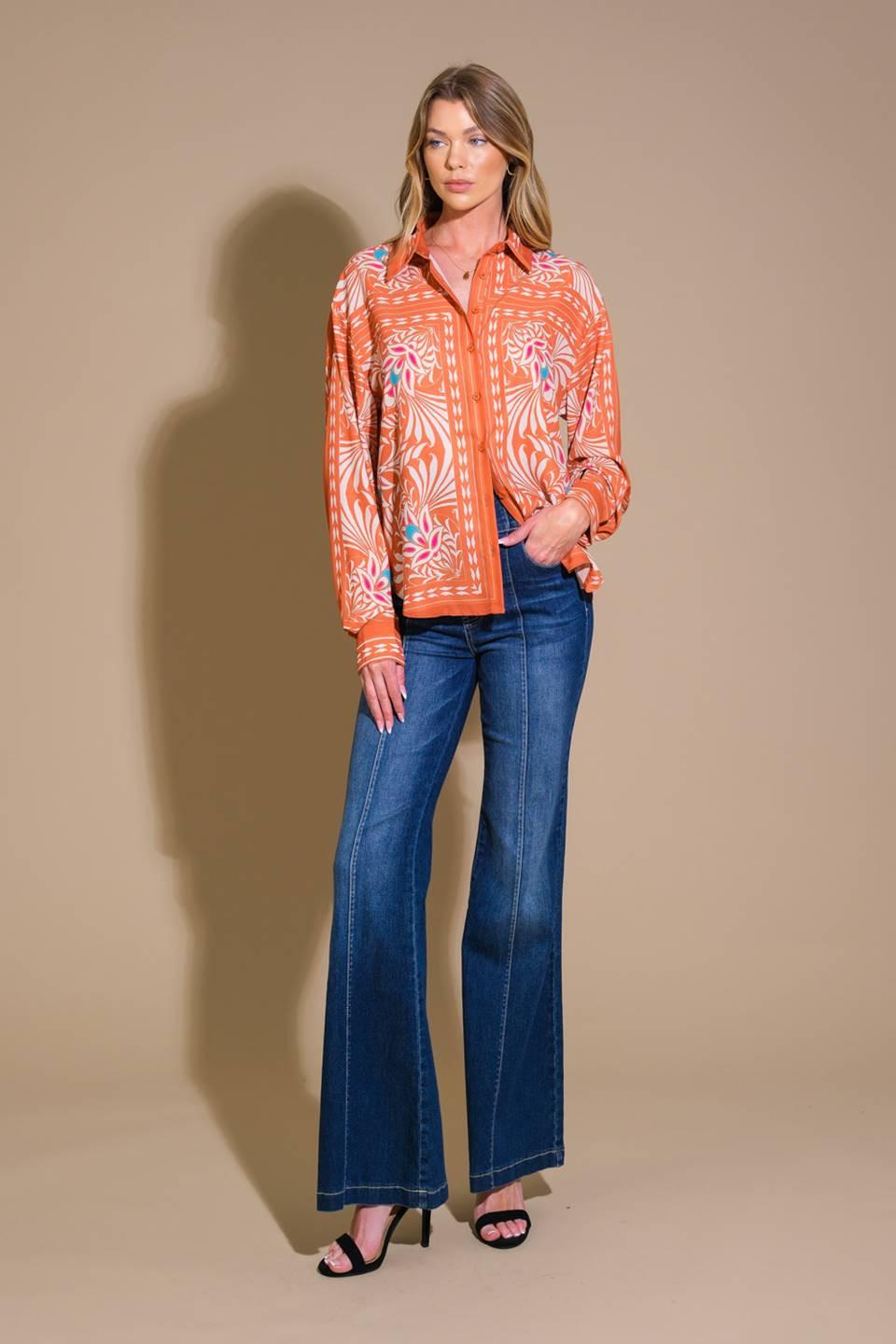 You Never Can Tell Woven Top in rust, view 5 — Soul Flow Apparel