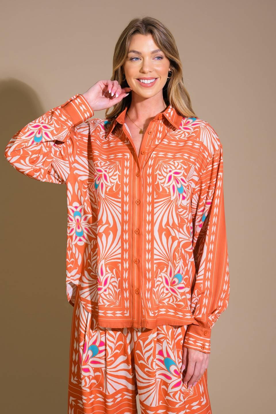 You Never Can Tell Woven Top in rust, view 8 — Soul Flow Apparel