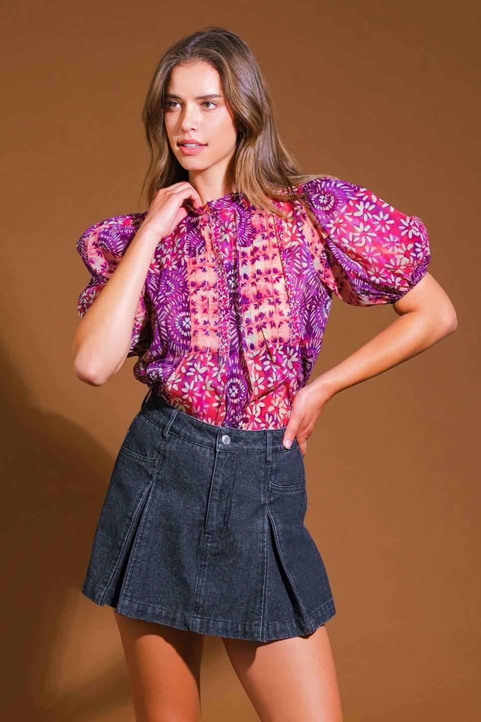 Special Moment Woven Top in peach purple, view 1 — Soul Flow Apparel