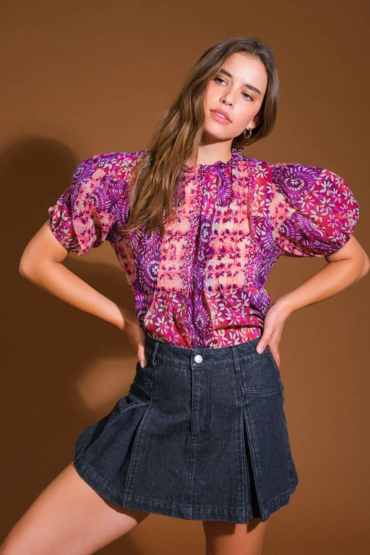 Special Moment Woven Top in peach purple, view 4 — Soul Flow Apparel