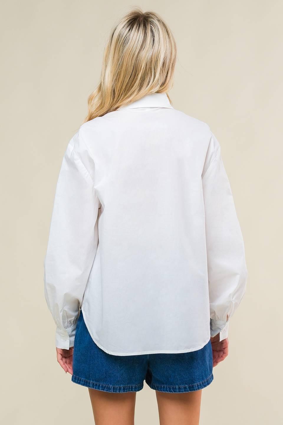 Refined Breeze Button-Up Top in off-white, view 2 — Soul Flow Apparel