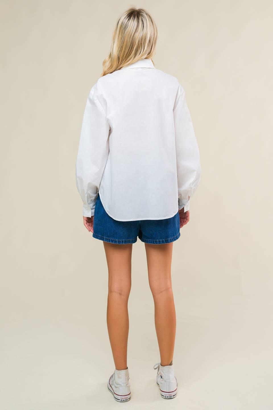 Refined Breeze Button-Up Top in off-white, view 6 — Soul Flow Apparel