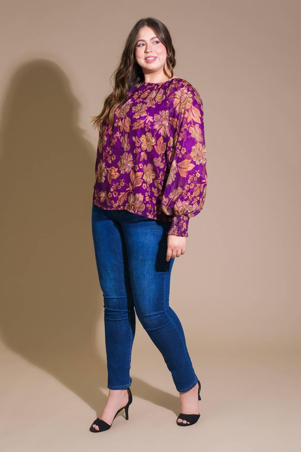 New River Woven Top in purple, view 3 — Soul Flow Apparel