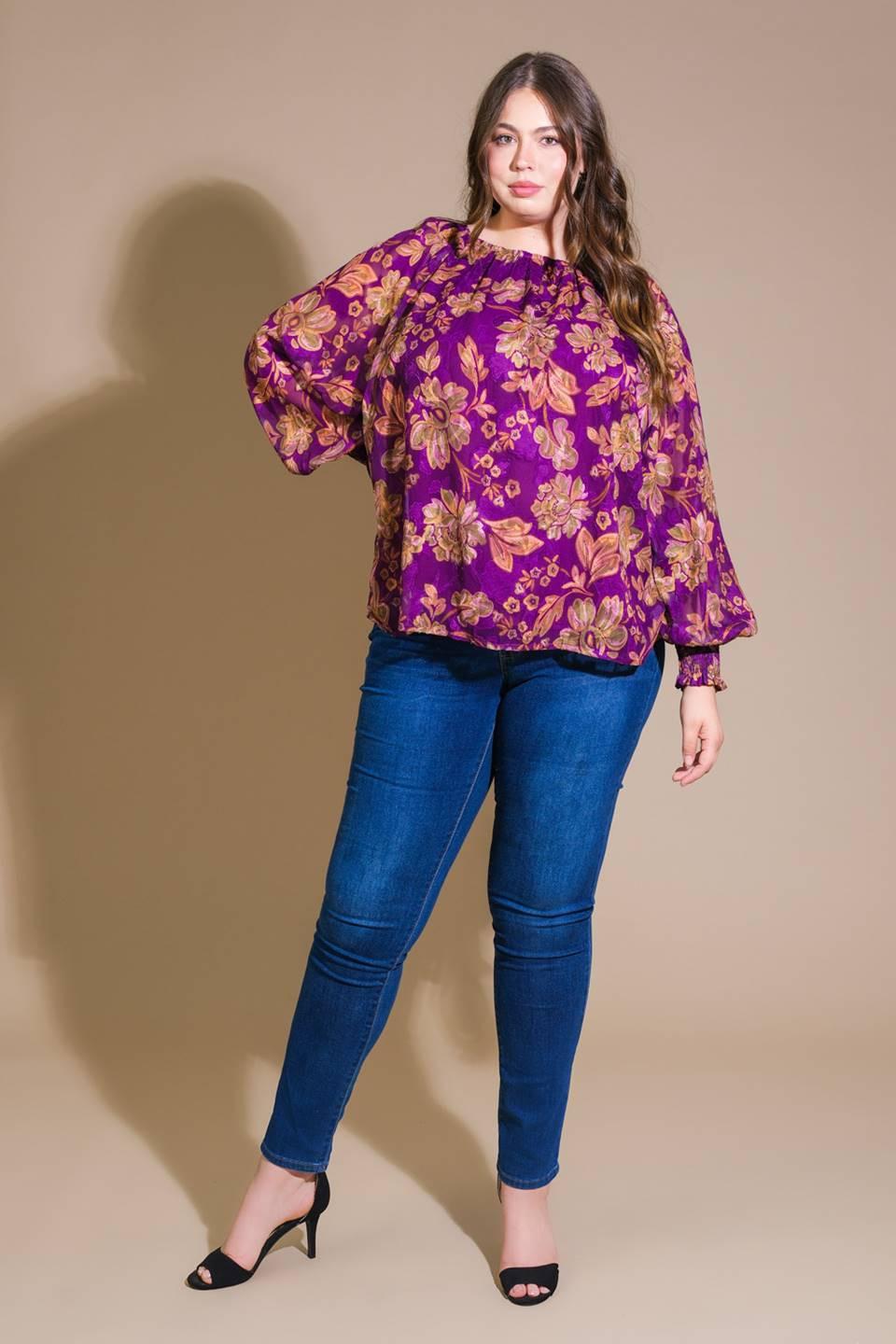 New River Woven Top in purple, view 5 — Soul Flow Apparel