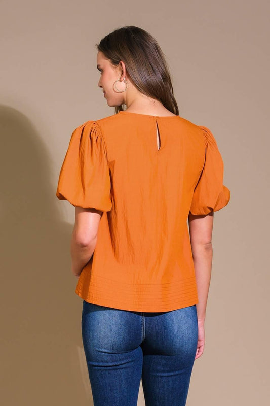 Carolina Forest Woven Top in rust, view 2 — Soul Flow Apparel