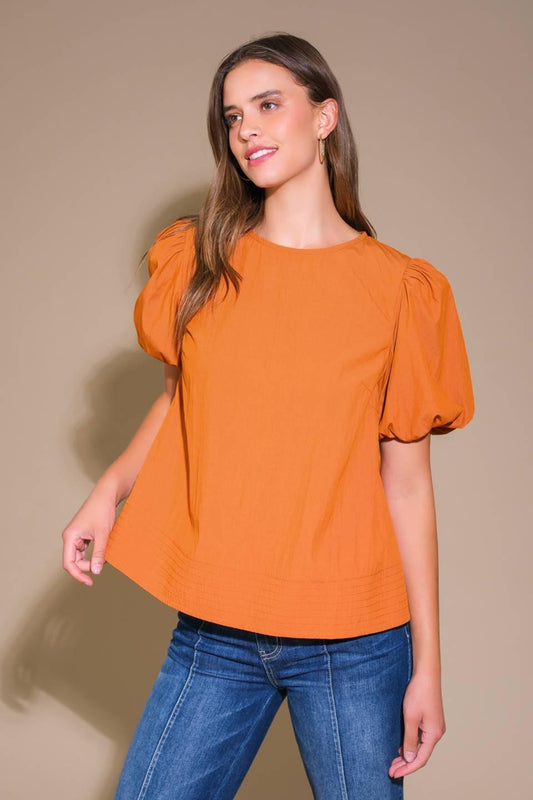Carolina Forest Woven Top in rust, view 4 — Soul Flow Apparel