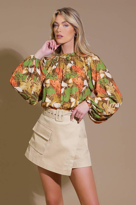 Call It Love Woven Top in brown, view 1 — Soul Flow Apparel