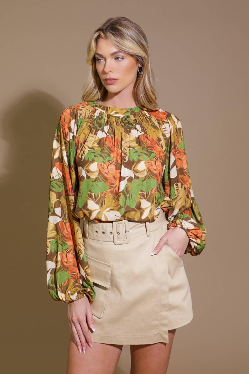 Call It Love Woven Top in brown, view 4 — Soul Flow Apparel