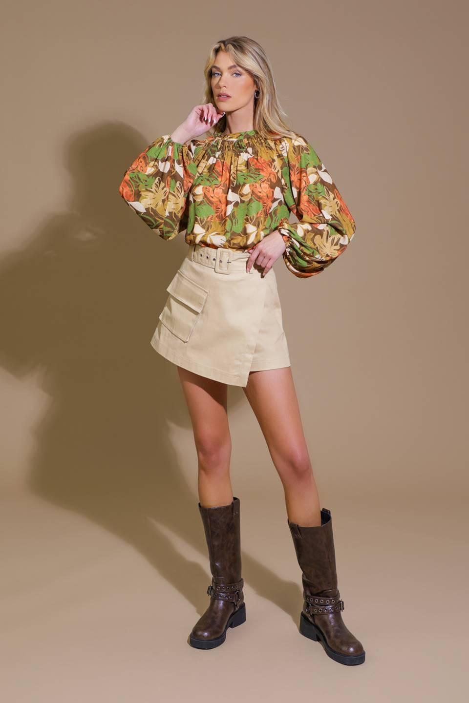 Call It Love Woven Top in brown, view 5 — Soul Flow Apparel