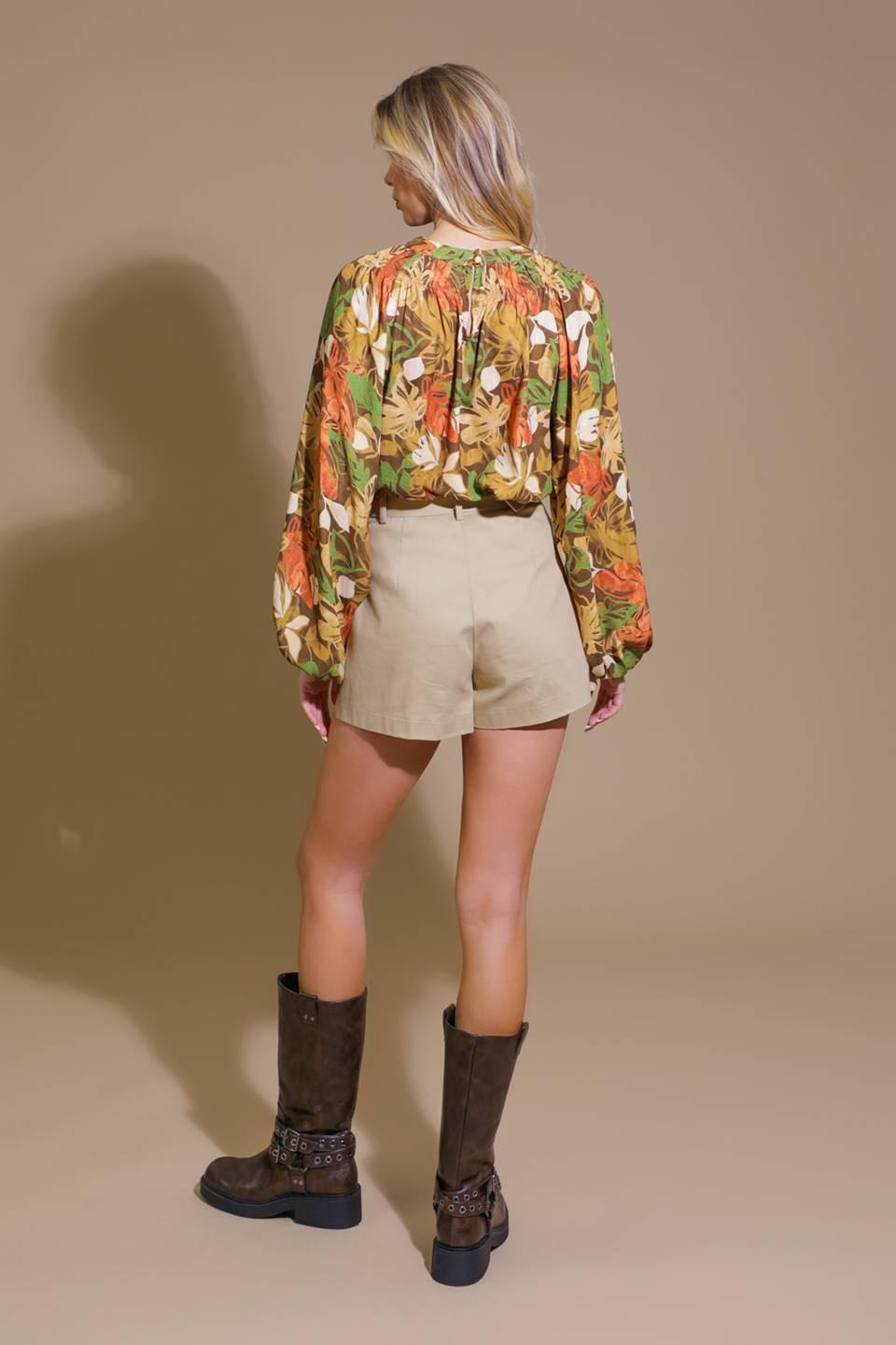 Call It Love Woven Top in brown, view 6 — Soul Flow Apparel