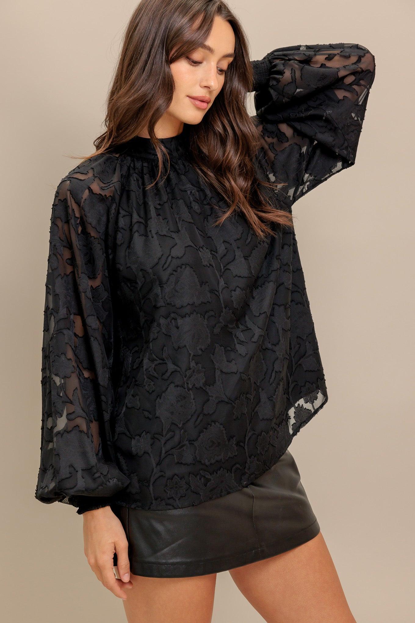 Solaris Dream Woven Top in black, view 1 — Soul Flow Apparel