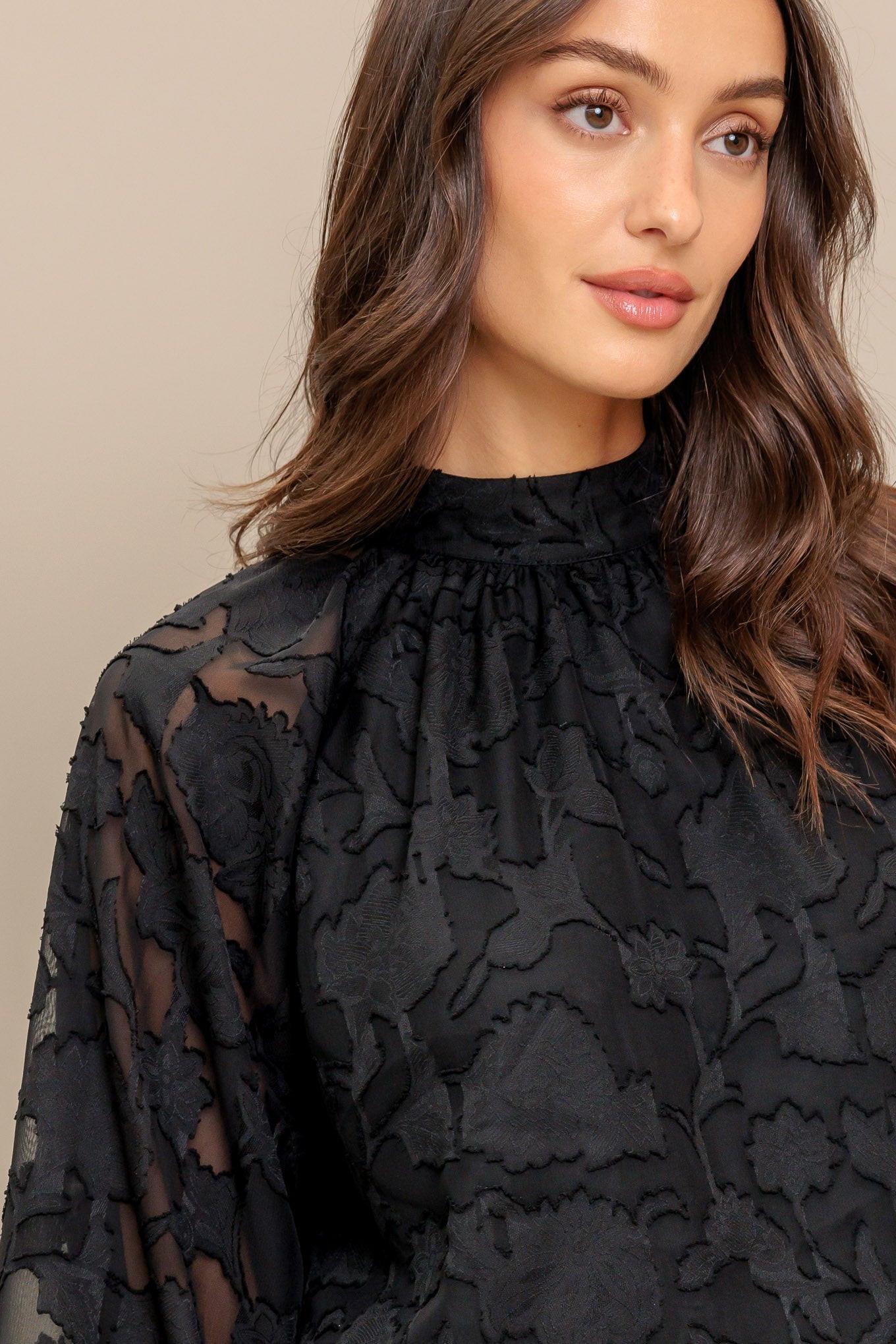 Solaris Dream Woven Top in black, view 5 — Soul Flow Apparel