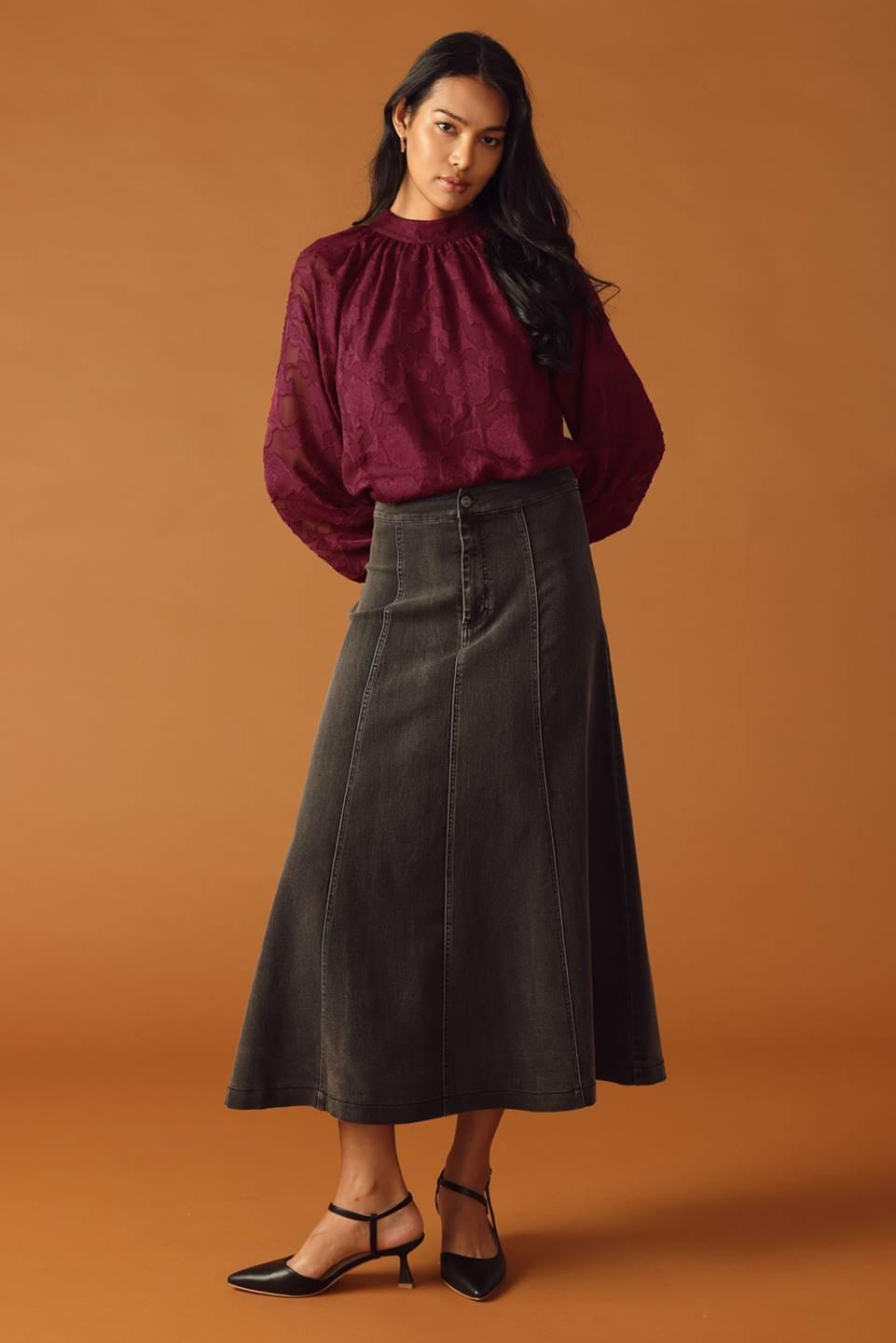 Solaris Dream Woven Top in burgundy, view 4 — Soul Flow Apparel