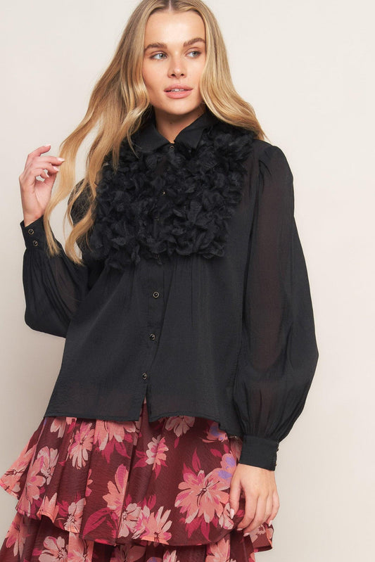 Hazy Days Woven Top in black, view 4 — Soul Flow Apparel