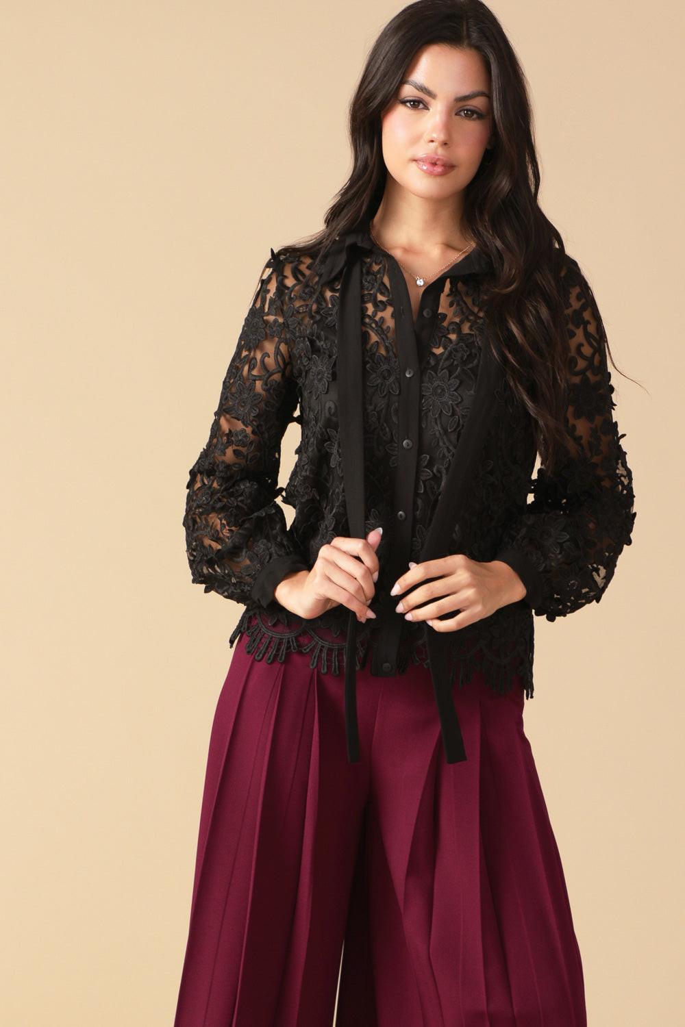 Call It Fate Lace Top in black, view 1 — Soul Flow Apparel
