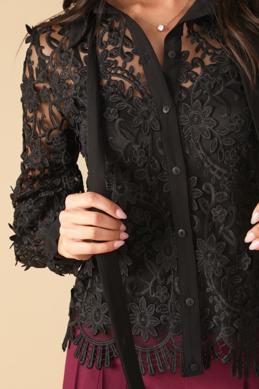Call It Fate Lace Top in black, view 2 — Soul Flow Apparel