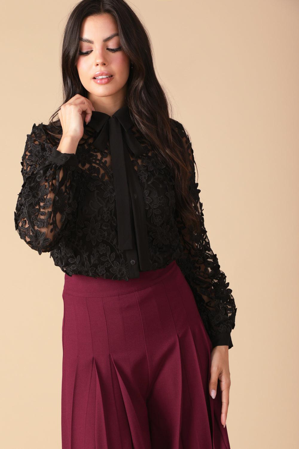 Call It Fate Lace Top in black, view 6 — Soul Flow Apparel