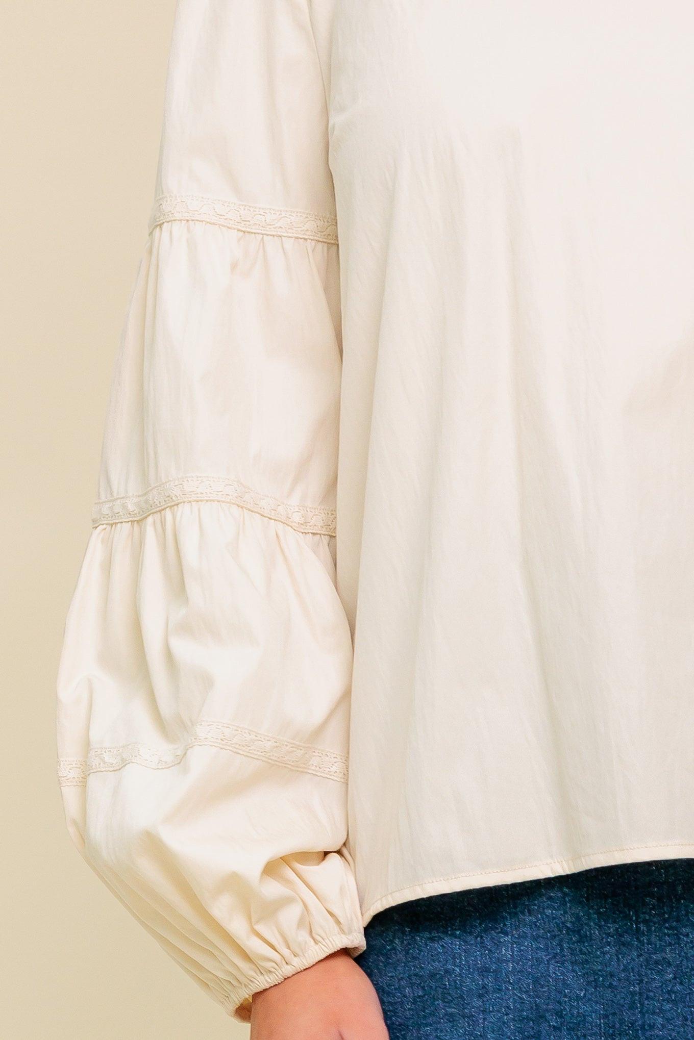 Waverly Mills Woven Top in ivory, view 6 — Soul Flow Apparel