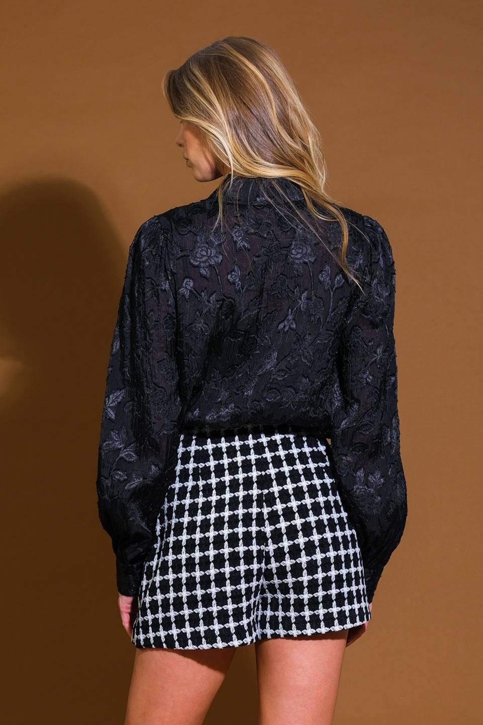 Incredible Love Jacquard Woven Top in black, view 2 — Soul Flow Apparel