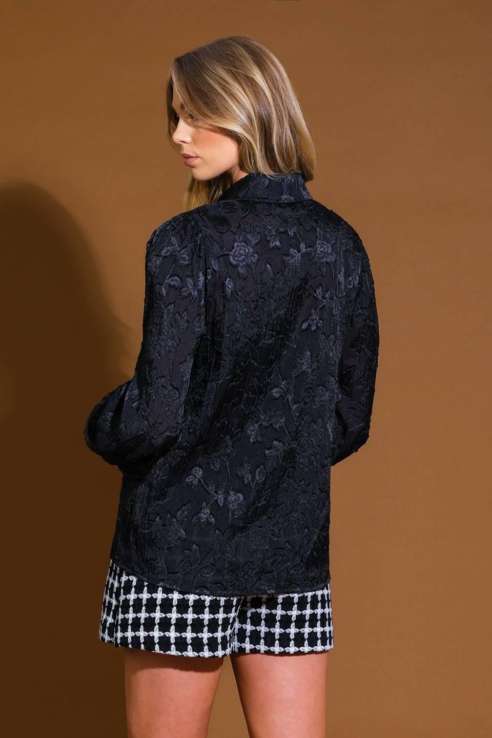 Incredible Love Jacquard Woven Top in black, view 7 — Soul Flow Apparel