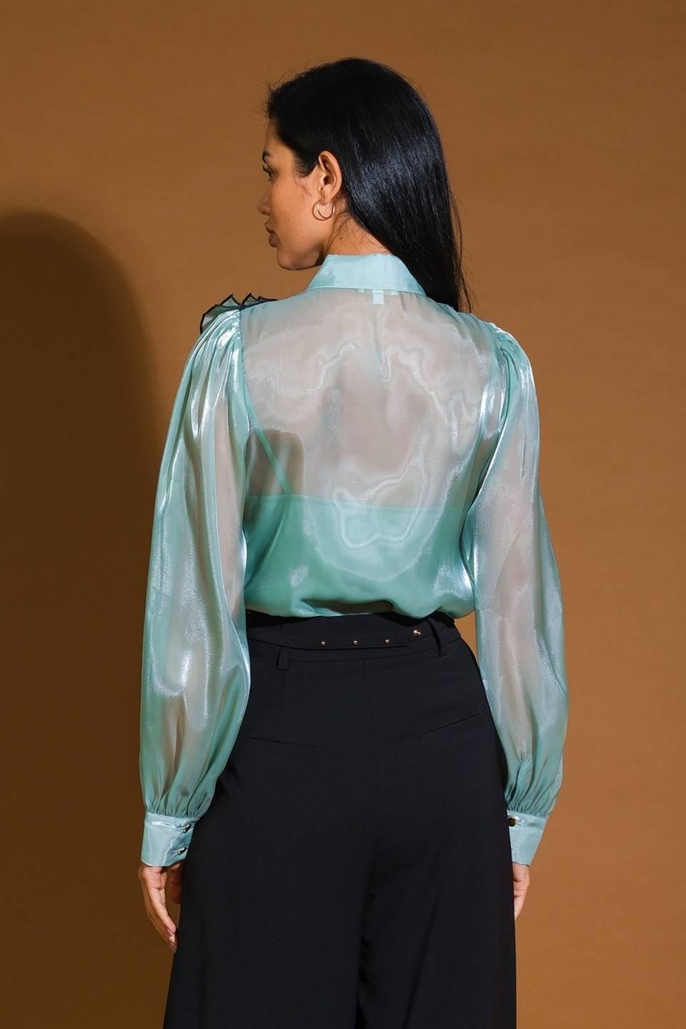 On a Day Woven Top in sage, view 2 — Soul Flow Apparel